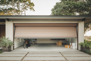 a modern house with a garage