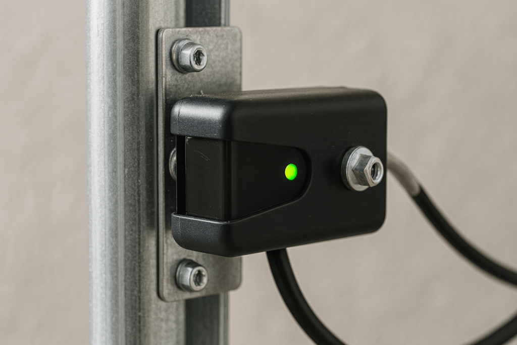 garage door sensor alignment close up image