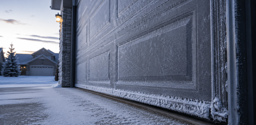 Frosted garage on a winter morning