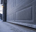 Frosted garage on a winter morning