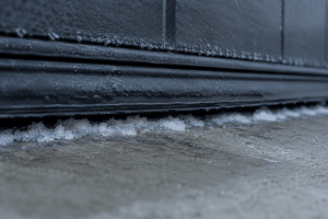 snowy garage door